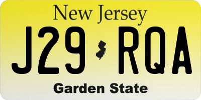 NJ license plate J29RQA