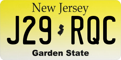 NJ license plate J29RQC