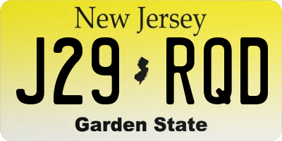 NJ license plate J29RQD