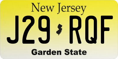 NJ license plate J29RQF
