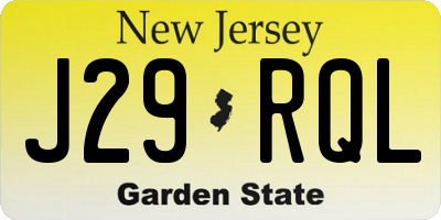 NJ license plate J29RQL