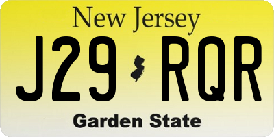 NJ license plate J29RQR
