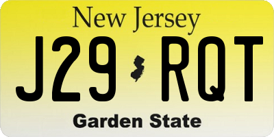NJ license plate J29RQT