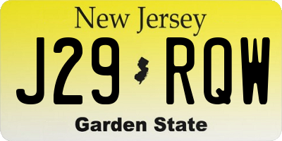 NJ license plate J29RQW