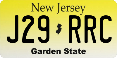 NJ license plate J29RRC