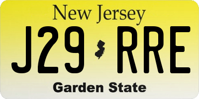 NJ license plate J29RRE