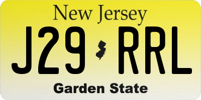 NJ license plate J29RRL