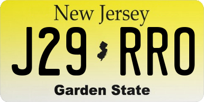 NJ license plate J29RRO