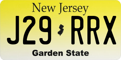 NJ license plate J29RRX