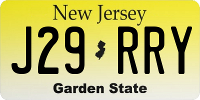 NJ license plate J29RRY