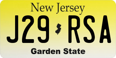 NJ license plate J29RSA