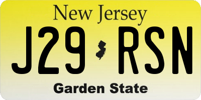 NJ license plate J29RSN