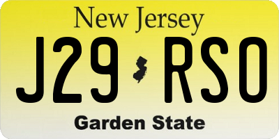 NJ license plate J29RSO