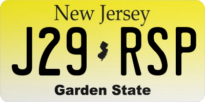 NJ license plate J29RSP