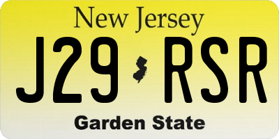 NJ license plate J29RSR