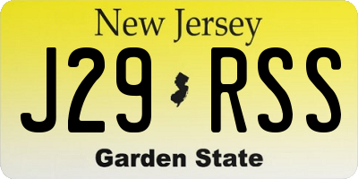 NJ license plate J29RSS