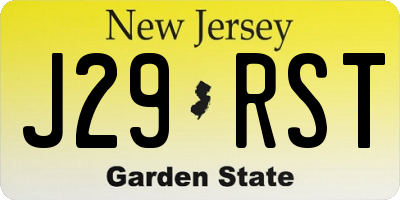 NJ license plate J29RST