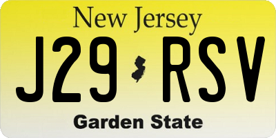 NJ license plate J29RSV