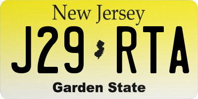 NJ license plate J29RTA