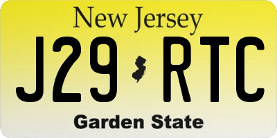 NJ license plate J29RTC
