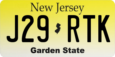 NJ license plate J29RTK