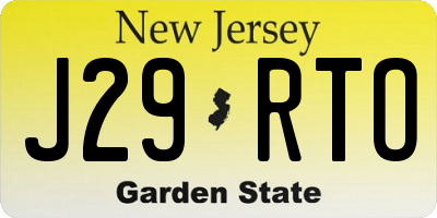 NJ license plate J29RTO