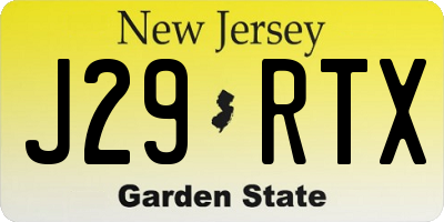 NJ license plate J29RTX