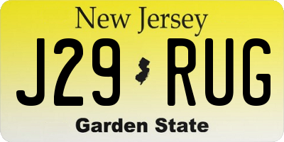 NJ license plate J29RUG