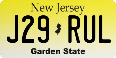 NJ license plate J29RUL