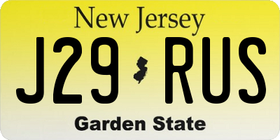 NJ license plate J29RUS