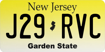 NJ license plate J29RVC