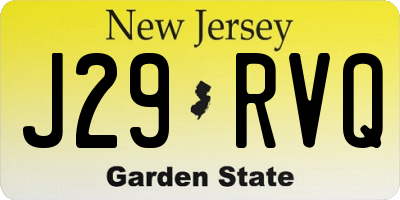NJ license plate J29RVQ