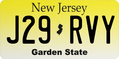 NJ license plate J29RVY