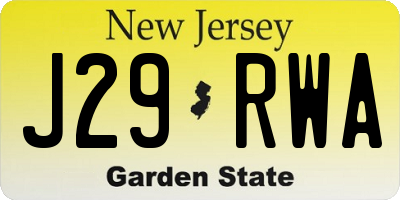 NJ license plate J29RWA