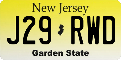 NJ license plate J29RWD