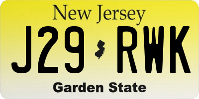 NJ license plate J29RWK