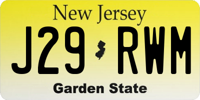 NJ license plate J29RWM