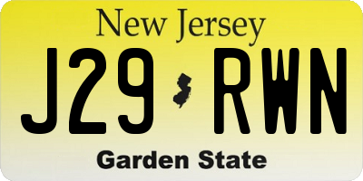 NJ license plate J29RWN
