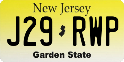 NJ license plate J29RWP