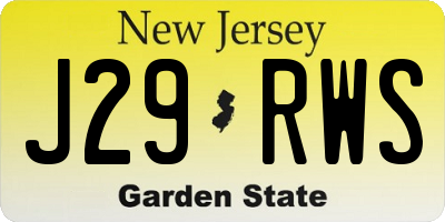 NJ license plate J29RWS