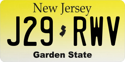 NJ license plate J29RWV