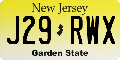 NJ license plate J29RWX