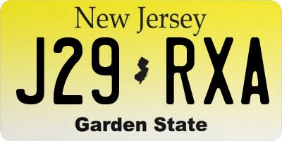 NJ license plate J29RXA