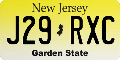NJ license plate J29RXC