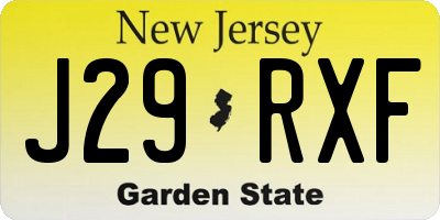 NJ license plate J29RXF