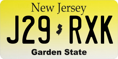 NJ license plate J29RXK