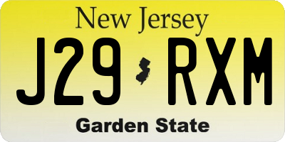 NJ license plate J29RXM