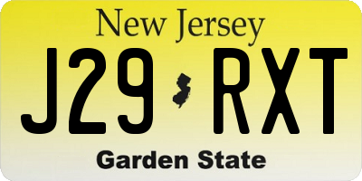 NJ license plate J29RXT