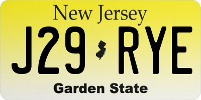 NJ license plate J29RYE