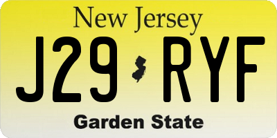 NJ license plate J29RYF